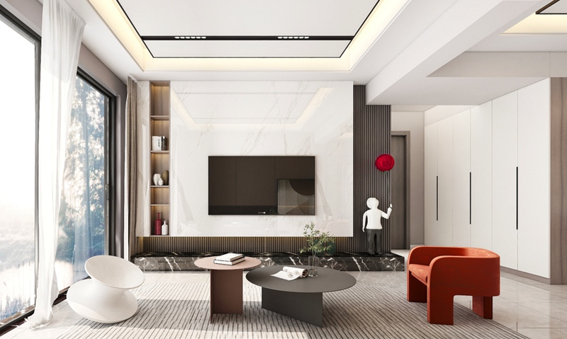 定制現代簡約客廳-分明的空間感